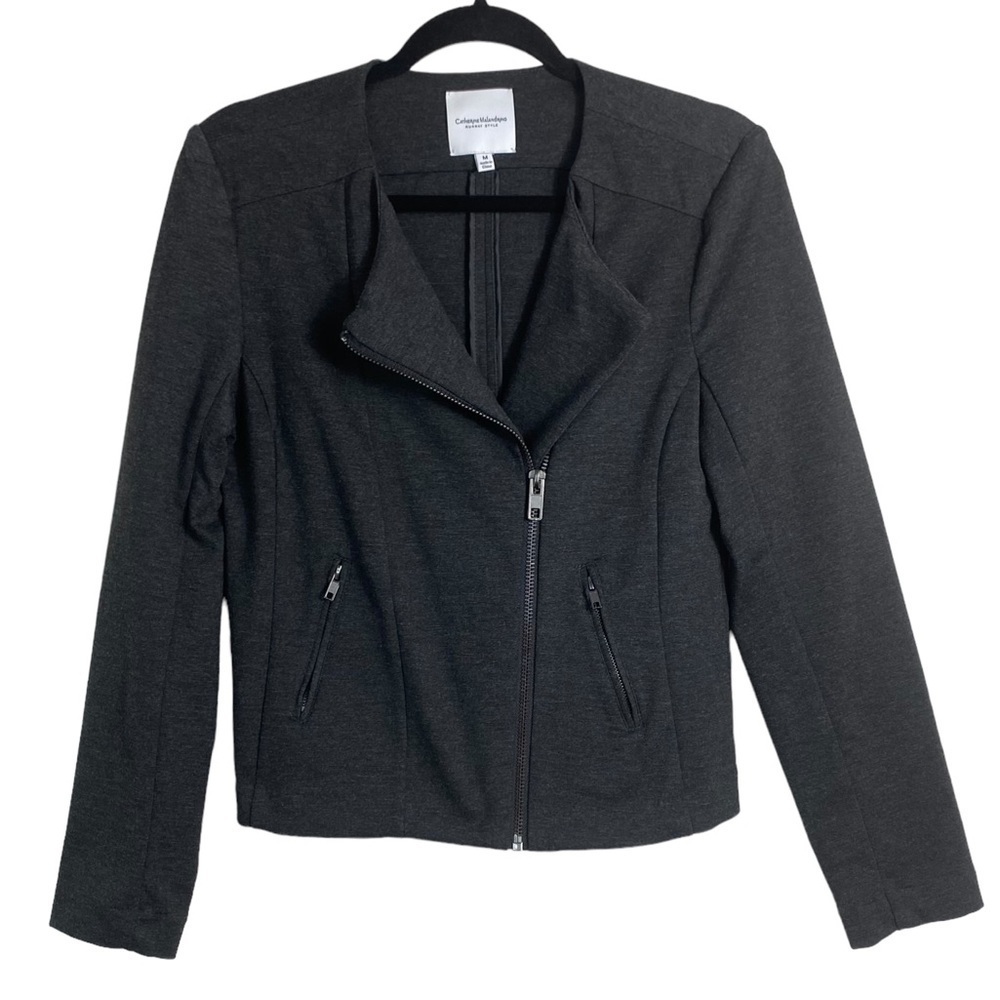 Catherine Malandrino Runway Style Women’s Charcoal Shanfa Moto Jacket EUC Size M - Picture 1 of 14